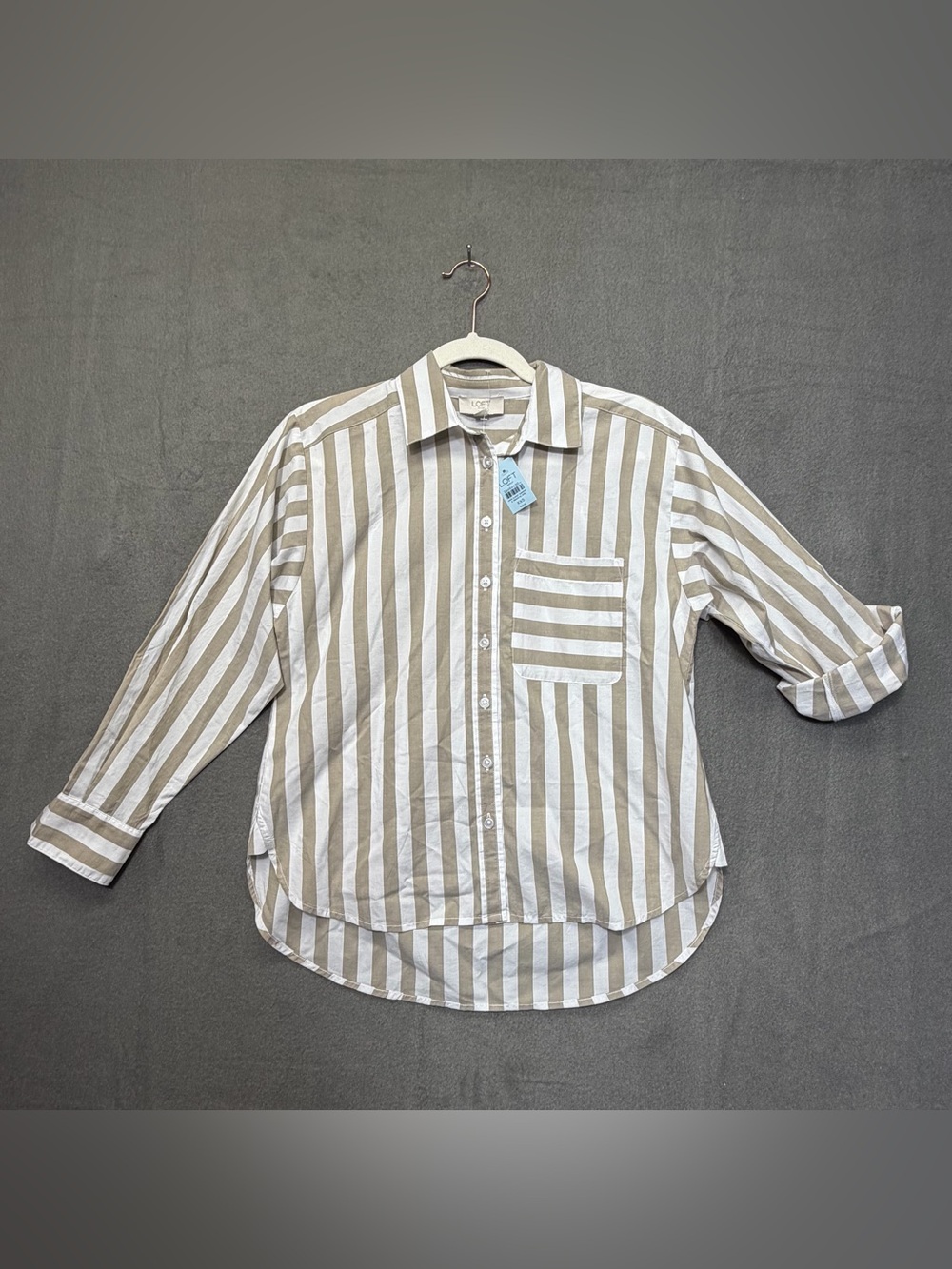 NWT XXS PETITE LOFT Cotton
BLOUSE TOP BUTTON DOWN
COASTAL CASUAL STRIPE